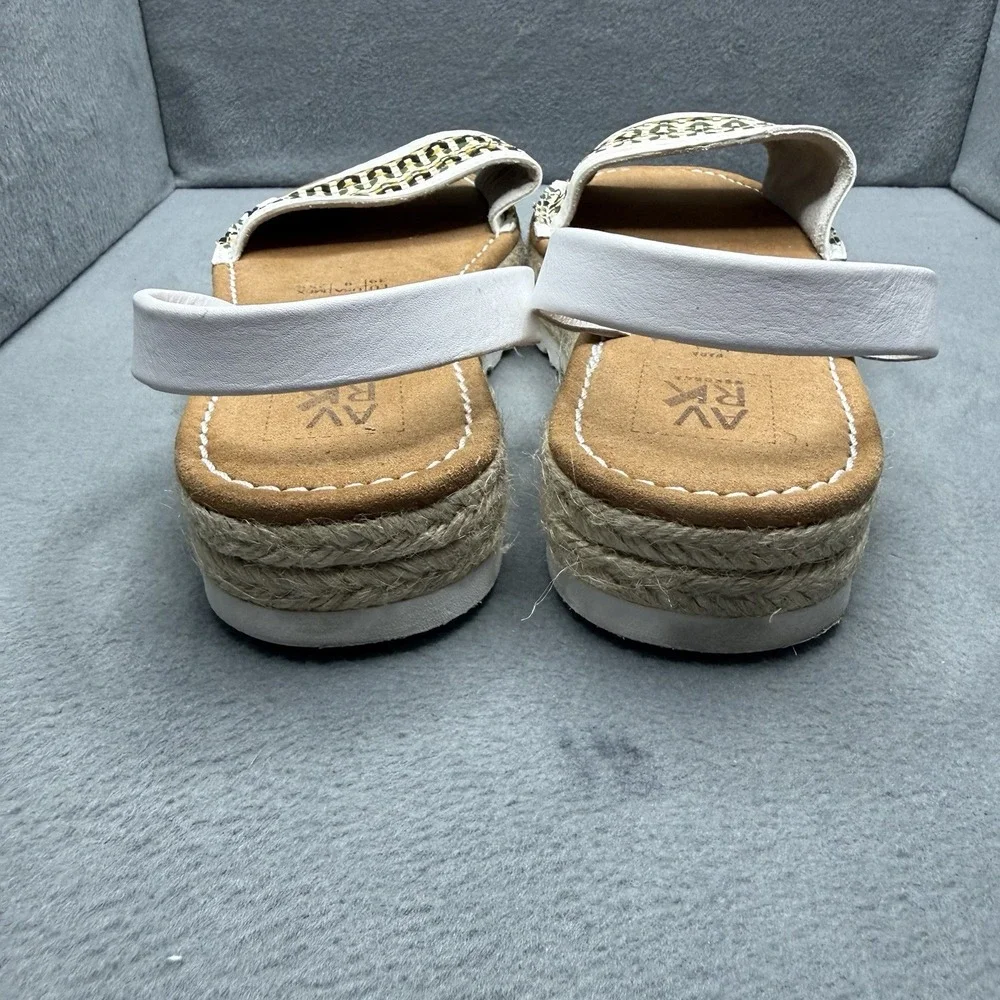 AVRK Menorca Mezcla Women's 9 White Leather Woven Espadrille Platform Sandals